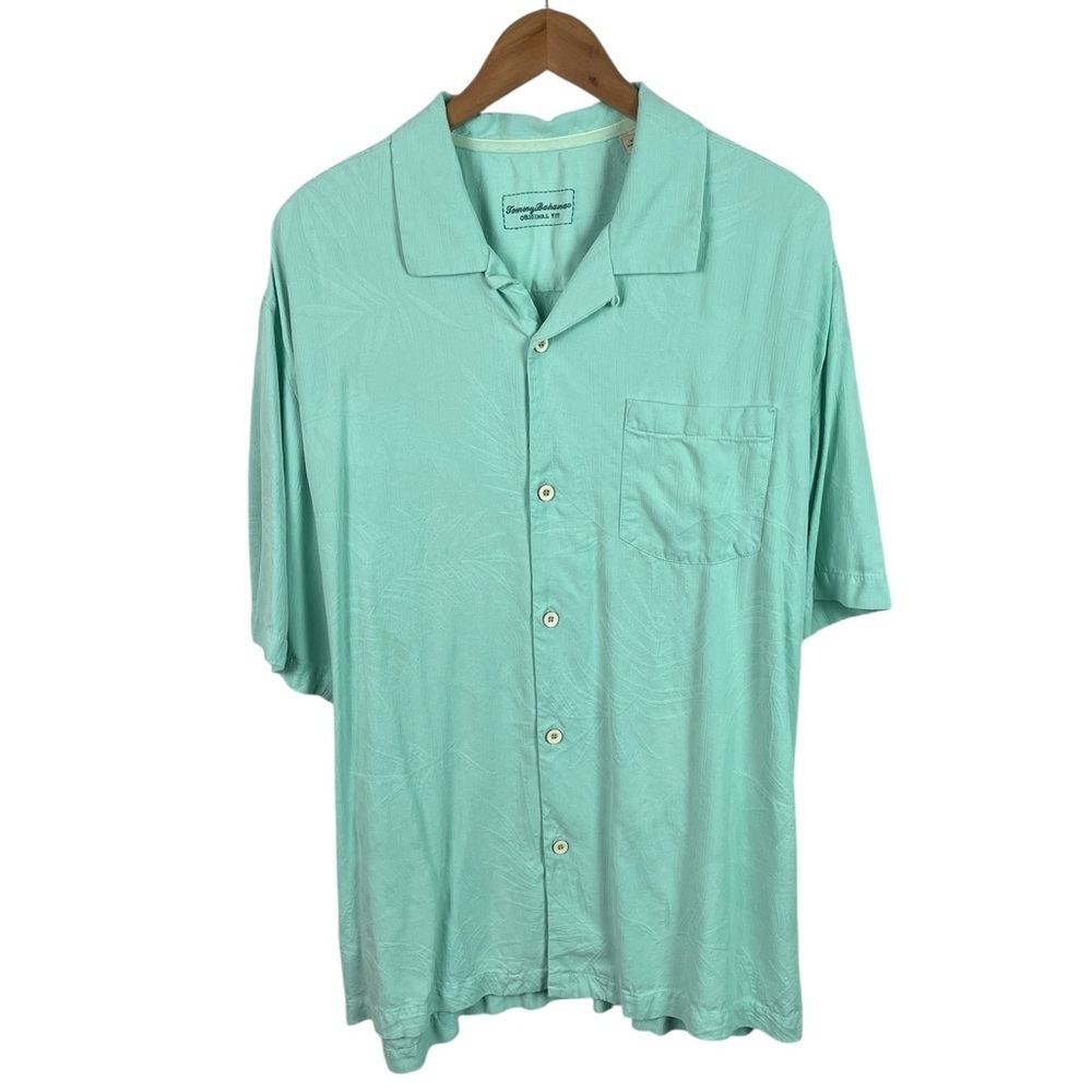 BF233 Men’s Tommy Bahama 100% SILK Original Fit Palm Leaf Print Shirt XL